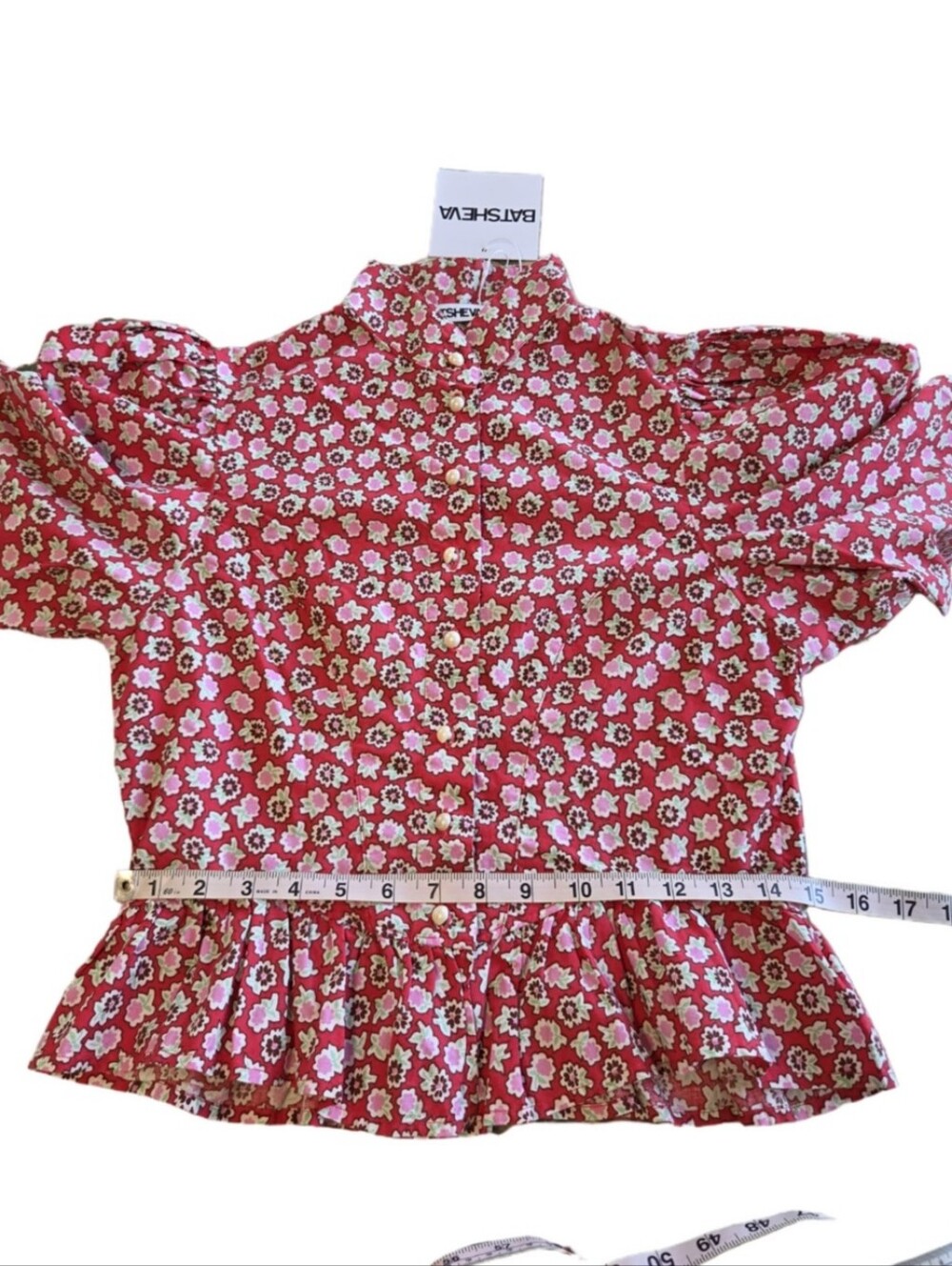 Batsheva Grace Red Floral Button Cotton Blouse Women's 0 NWT New - Picture 11 of 16